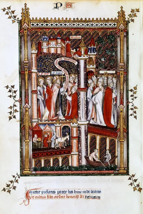 Framed Print : St Denis sends out missionaries, 1317 Framed Print : St Denis sends out missionaries, 1317