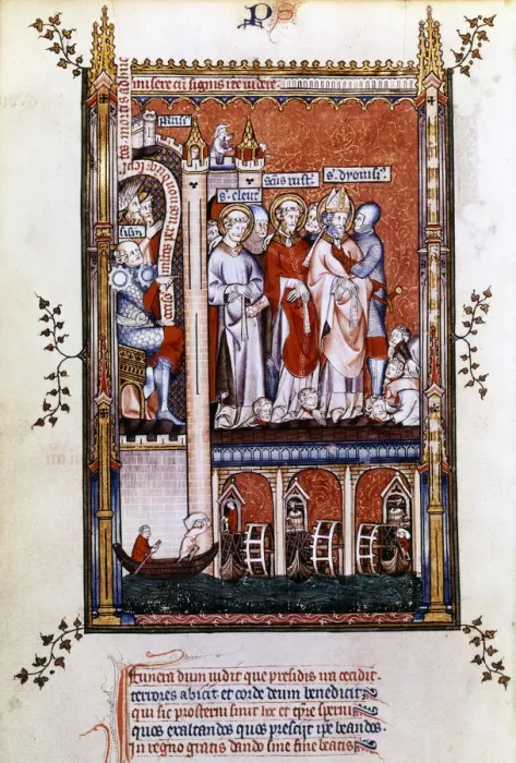Framed Print : St Denis is shown the martyrs, 1317 Framed Print : St Denis is shown the martyrs, 1317
