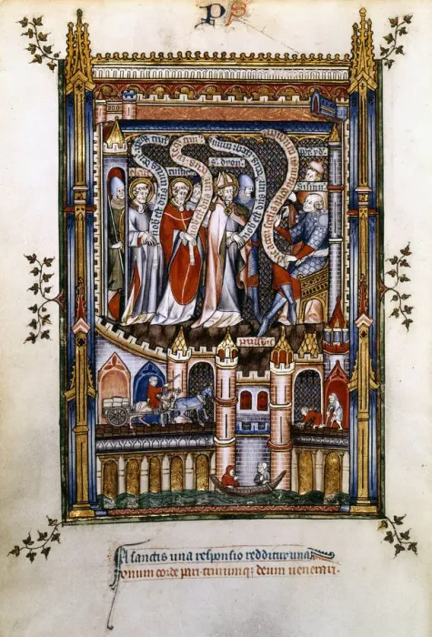 Framed Print : St Denis, St Rusticus and St Eleutherius before Sisinnius, 1317 Framed Print : St Denis, St Rusticus and St Eleutherius before Sisinnius, 1317