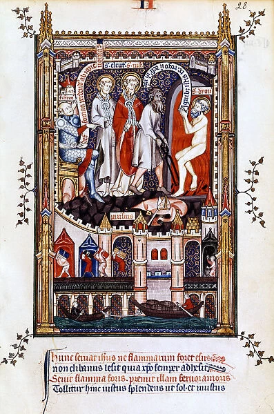 St Denis is thrown into the furnace, 1317