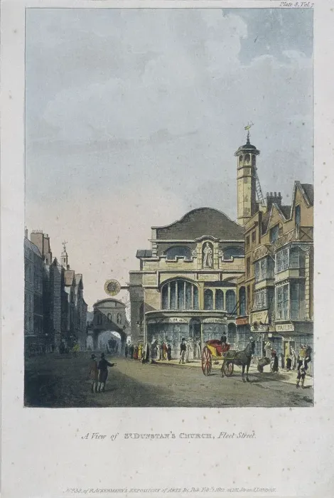 Framed Print : St Dunstan in the West, London, 1812 Framed Print : St Dunstan in the West, London, 1812