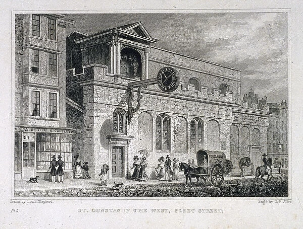 St Dunstan in the West, London, 1829. Artist: James B Allen