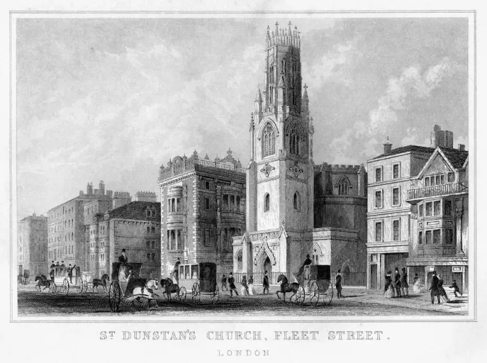 Framed Print : St Dunstans Church, Fleet Street, City of London, 19th century Framed Print : St Dunstans Church, Fleet Street, City of London, 19th century