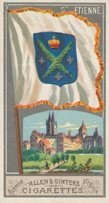 Framed Print : St. Etienne, from the City Flags series (N6) for Allen & Ginter Cigarettes Brands Framed Print : St. Etienne, from the City Flags series (N6) for Allen & Ginter Cigarettes Brands