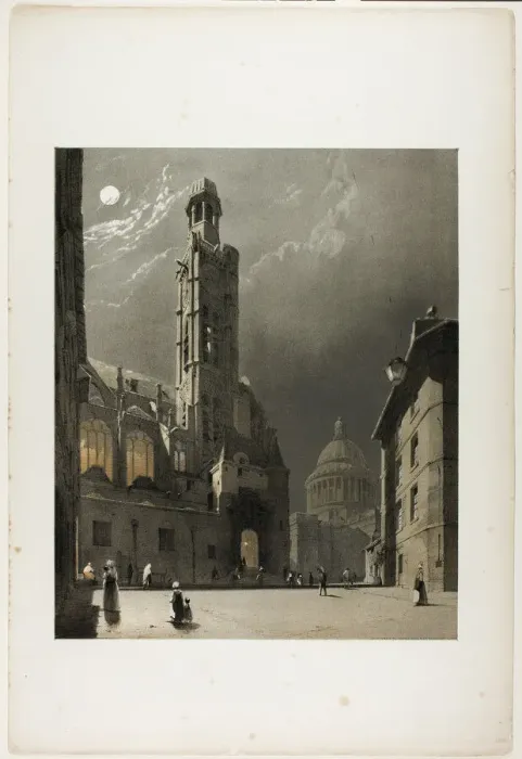 Framed Print : St Etienne du Mont and the Pantheon, Paris, plate 20 from Picturesque Architecture in Framed Print : St Etienne du Mont and the Pantheon, Paris, plate 20 from Picturesque Architecture in