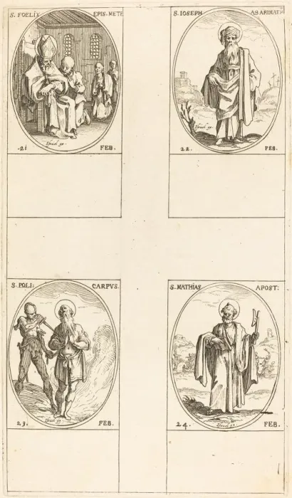 Framed Print : St. Felix; St. Joseph of Arimathea; St. Polycarpe; St. Matthias, Apostle Framed Print : St. Felix; St. Joseph of Arimathea; St. Polycarpe; St. Matthias, Apostle