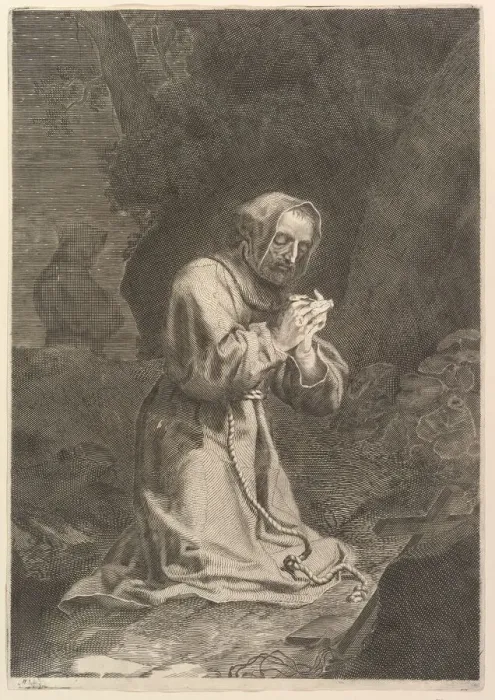 Framed Print : St. Francis of Assisi. Creator: Nicolas Bazin Framed Print : St. Francis of Assisi. Creator: Nicolas Bazin