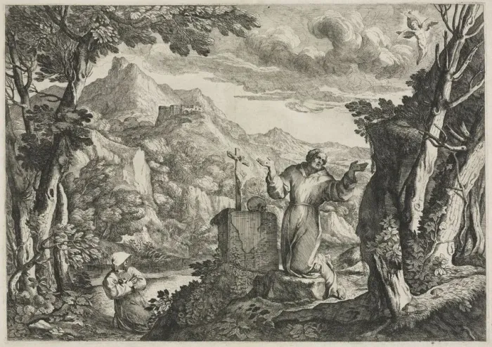 Framed Print : St. Francis of Assisi Receiving the Stigmata. Creator: Giovanni Francesco Grimaldi (Italian Framed Print : St. Francis of Assisi Receiving the Stigmata. Creator: Giovanni Francesco Grimaldi (Italian