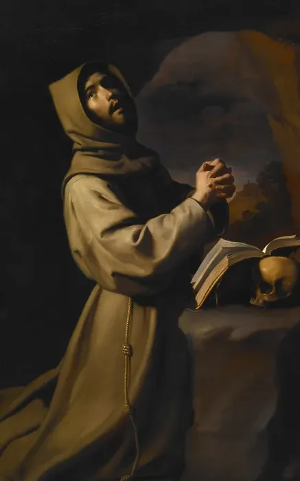 Framed Print : St Francis in Meditation, about 1650-55. Creator: Francisco de Zurbaran Framed Print : St Francis in Meditation, about 1650-55. Creator: Francisco de Zurbaran