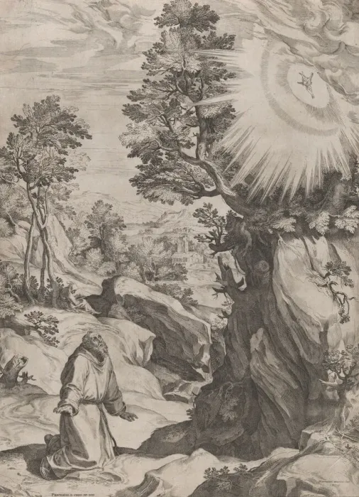 Framed Print : St Francis Penitent in the Wilderness, 1575. Creator: Cornelis Cort Framed Print : St Francis Penitent in the Wilderness, 1575. Creator: Cornelis Cort