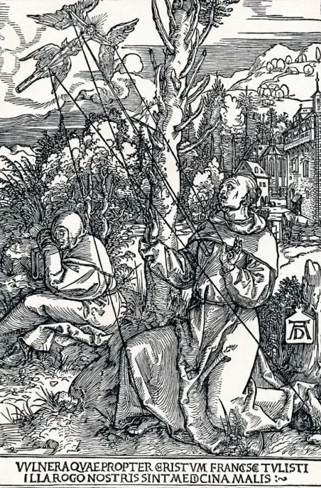 Framed Print : St Francis Receiving the Stigmata, 1504 (1906). Artist: Albrecht Durer Framed Print : St Francis Receiving the Stigmata, 1504 (1906). Artist: Albrecht Durer