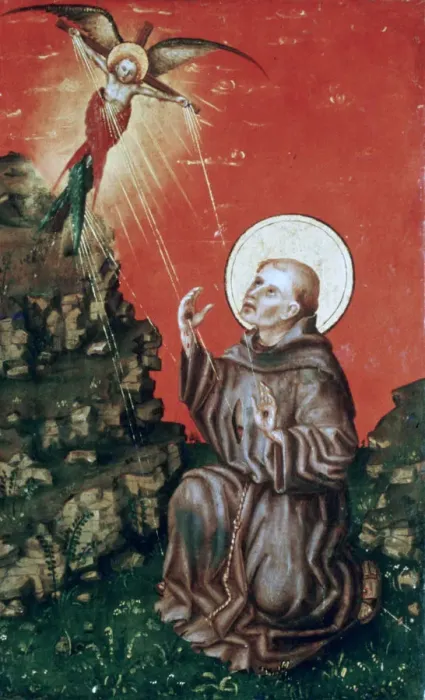 Framed Print : St Francis receiving the Stigmata, c1430-1451. Artist: Stephan Lochner Framed Print : St Francis receiving the Stigmata, c1430-1451. Artist: Stephan Lochner