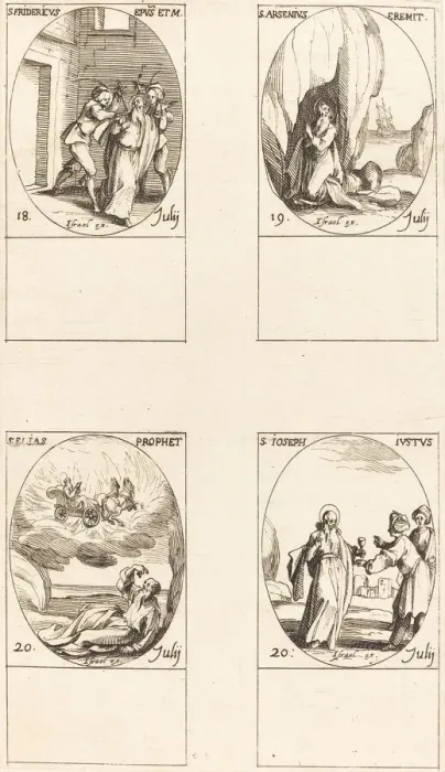 Framed Print : St. Frederick; St. Arsenius, Hermit; St. Elias, Prophet; St. Joseph the Just