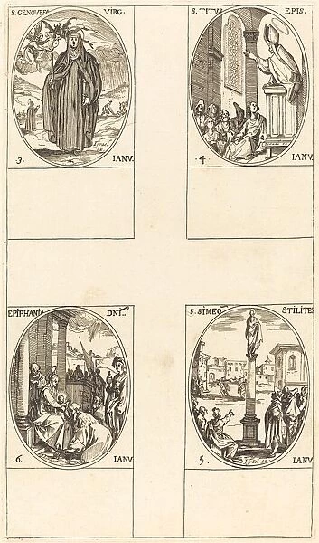 St. Genevieve; St. Titus; St. Simeon Stylites; Epiphany. Creator: Jacques Callot