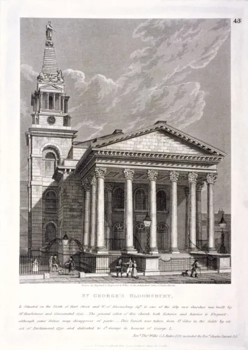 Framed Print : St George, Bloomsbury, Holborn, London, 1818. Artist: William Wise Framed Print : St George, Bloomsbury, Holborn, London, 1818. Artist: William Wise