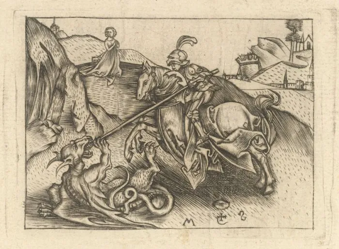 Framed Print : St. George, ca. 1435-1503. Creator: Israhel van Meckenem Framed Print : St. George, ca. 1435-1503. Creator: Israhel van Meckenem