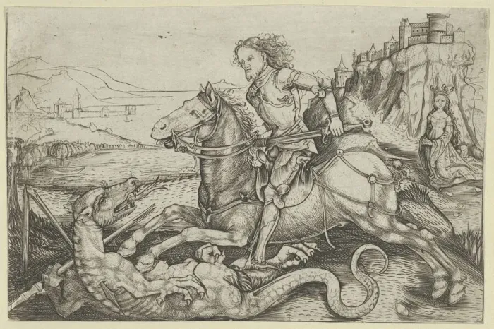 Framed Print : St. George and the Dragon, 1480-90. Creator: Master AG Framed Print : St. George and the Dragon, 1480-90. Creator: Master AG