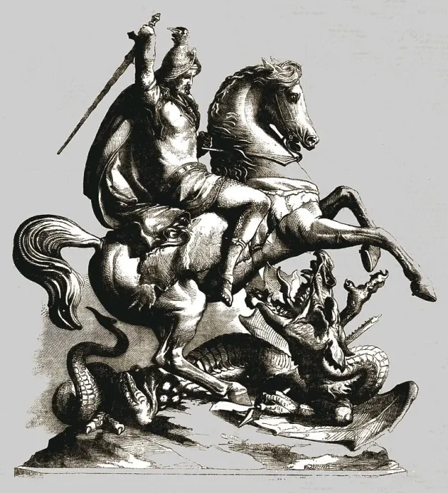 Framed Print : St George and the Dragon, 1854. Creator: Unknown Framed Print : St George and the Dragon, 1854. Creator: Unknown