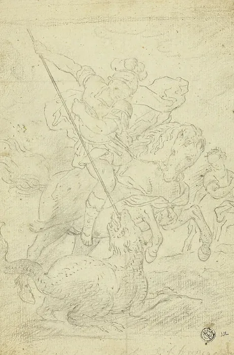 Framed Print : St. George and the Dragon, n.d. Creator: School or imitator of Raffaello Sanzio Framed Print : St. George and the Dragon, n.d. Creator: School or imitator of Raffaello Sanzio