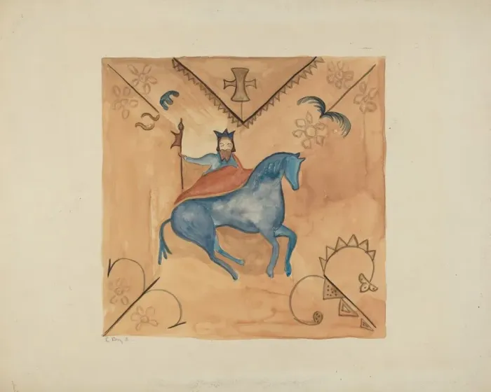 Framed Print : St. George (Painted on Deerskin), 1935 / 1942. Creator: E. Boyd Framed Print : St. George (Painted on Deerskin), 1935 / 1942. Creator: E. Boyd