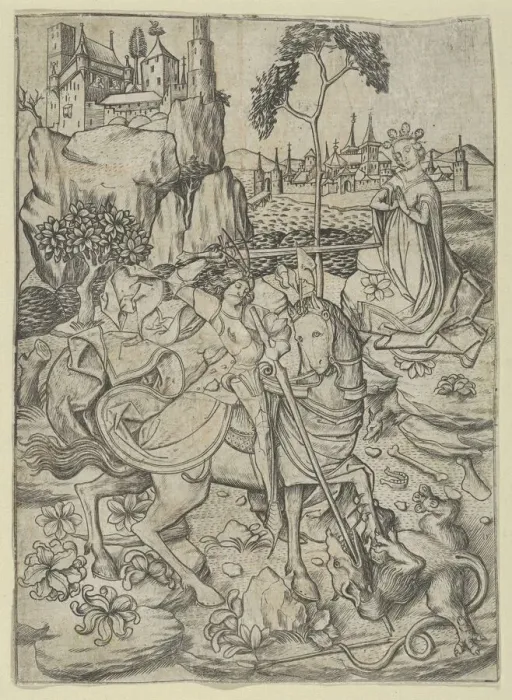 Framed Print : St. George, from the series The Apostles, 15th century. Creator: Master ES Framed Print : St. George, from the series The Apostles, 15th century. Creator: Master ES