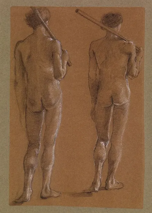 Framed Print : St George Series - Male Nude - Studies of two Soldiers for The Princess led to the Dragon, 1865-66 Creator: Sir Edward Coley Burne-Jones Framed Print : St George Series - Male Nude - Studies of two Soldiers for The Princess led to the Dragon, 1865-66 Creator: Sir Edward Coley Burne-Jones