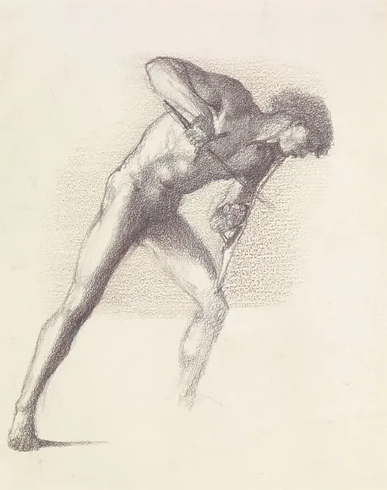 Framed Print : St George Series - Male Nude - Study of St George for St George slaying the Dragon, 1865-66. Creator: Sir Edward Coley Burne-Jones Framed Print : St George Series - Male Nude - Study of St George for St George slaying the Dragon, 1865-66. Creator: Sir Edward Coley Burne-Jones
