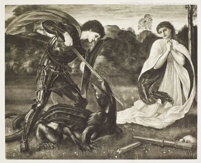 Framed Print : St George Series - St George slaying the Dragon, c1860s, (1900). Creator: Unknown Framed Print : St George Series - St George slaying the Dragon, c1860s, (1900). Creator: Unknown