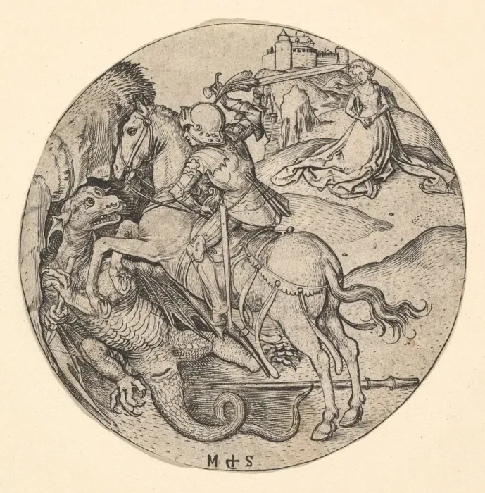 Framed Print : St. George Slaying the Dragon, ca. 1435-1491. Creator: Martin Schongauer Framed Print : St. George Slaying the Dragon, ca. 1435-1491. Creator: Martin Schongauer
