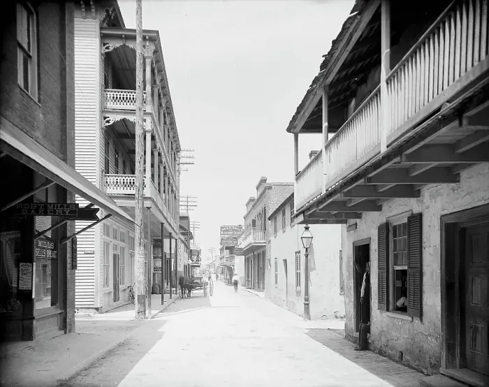 Framed Print : St. George St. St. Augustine, Fla. between 1900 and 1910. Creator: Unknown Framed Print : St. George St. St. Augustine, Fla. between 1900 and 1910. Creator: Unknown