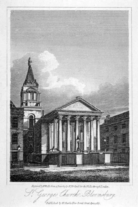 Framed Print : St Georges Church, Bloomsbury, Holborn, London, 1817. Artist: W Wallis Framed Print : St Georges Church, Bloomsbury, Holborn, London, 1817. Artist: W Wallis