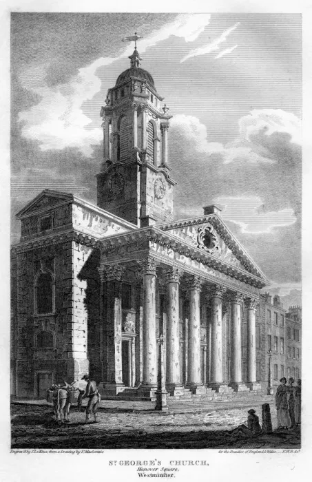 Framed Print : St Georges Church, Hanover Square, Westminster, London, 1810. Artist: John Le Keux Framed Print : St Georges Church, Hanover Square, Westminster, London, 1810. Artist: John Le Keux