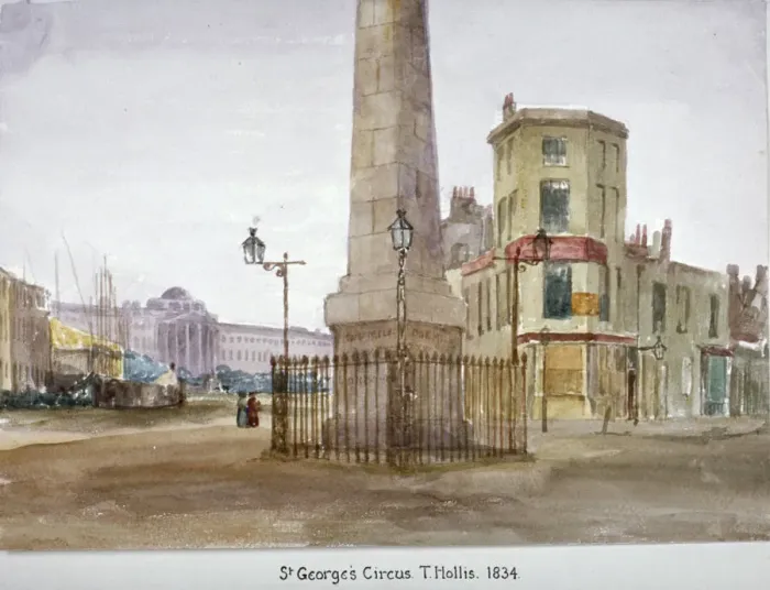 Framed Print : St Georges Circus, Southwark, London, 1834. Artist: Thomas Hollis Framed Print : St Georges Circus, Southwark, London, 1834. Artist: Thomas Hollis
