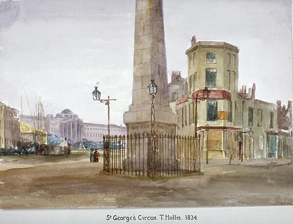 St Georges Circus, Southwark, London, 1834. Artist: Thomas Hollis