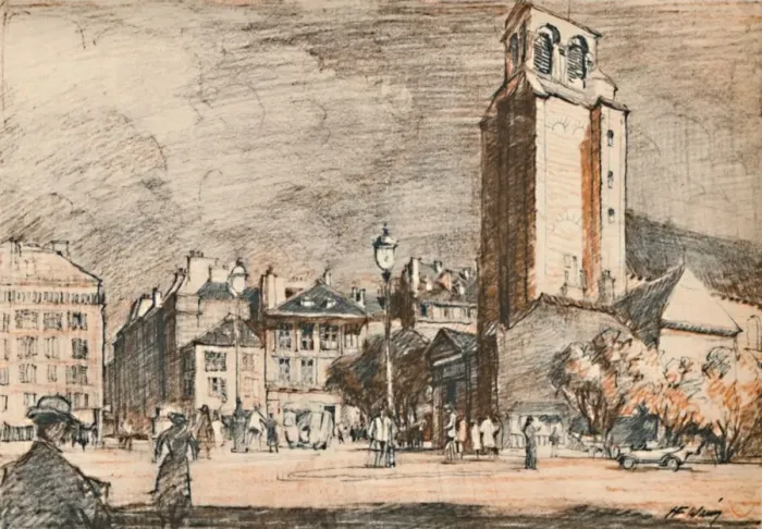 Framed Print : St. Germain Des Pres In the old quarter. c1927, (1927). Artist: Henry Franks Waring Framed Print : St. Germain Des Pres In the old quarter. c1927, (1927). Artist: Henry Franks Waring