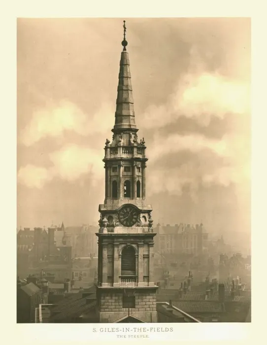 Framed Print : St Giles-in-the-Fields, The Steeple, mid-late 19th century. Creator: Unknown