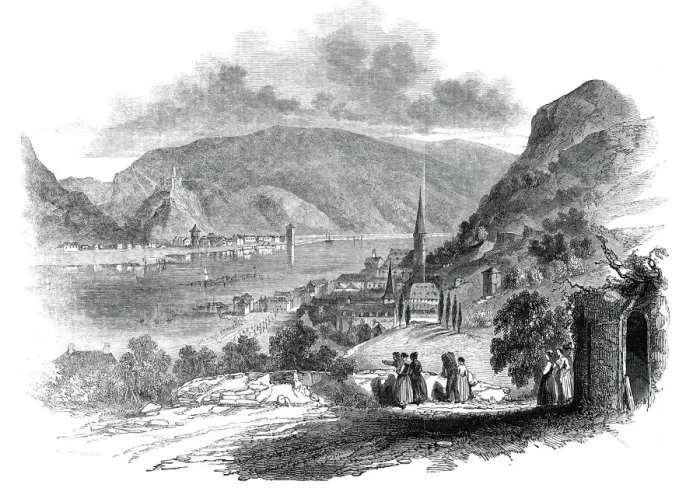 Framed Print : St. Goar, on the Rhine, 1845. Creator: Unknown Framed Print : St. Goar, on the Rhine, 1845. Creator: Unknown