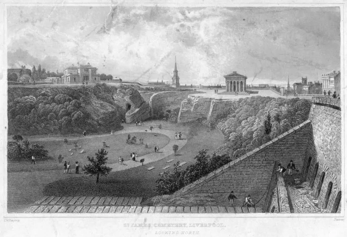 Framed Print : St James Cemetery, Liverpool, looking north, 19th century. Artist: Thomas Mann Baynes Framed Print : St James Cemetery, Liverpool, looking north, 19th century. Artist: Thomas Mann Baynes
