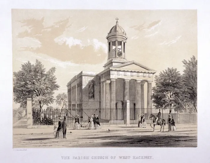 Framed Print : St James, West Hackney, Stoke Newington Road, London, c1860 Framed Print : St James, West Hackney, Stoke Newington Road, London, c1860
