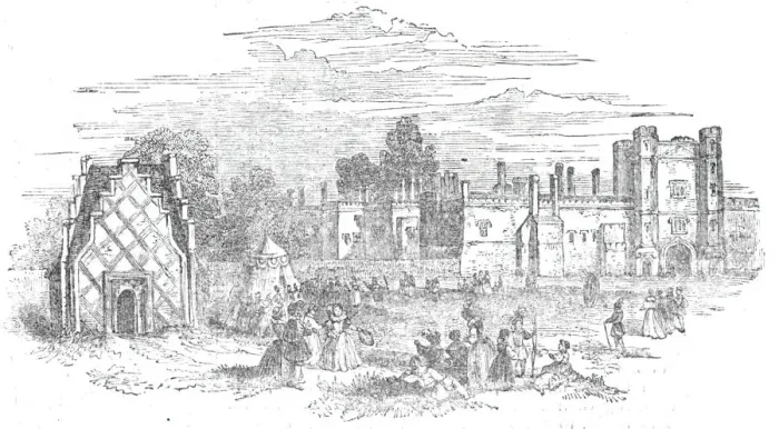Framed Print : St. Jamess Palace, from a painting by Hollar, 1844. Creator: Unknown