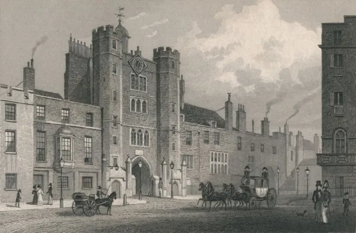Framed Print : St Jamess Palace, Pall Mall, c19th century Framed Print : St Jamess Palace, Pall Mall, c19th century