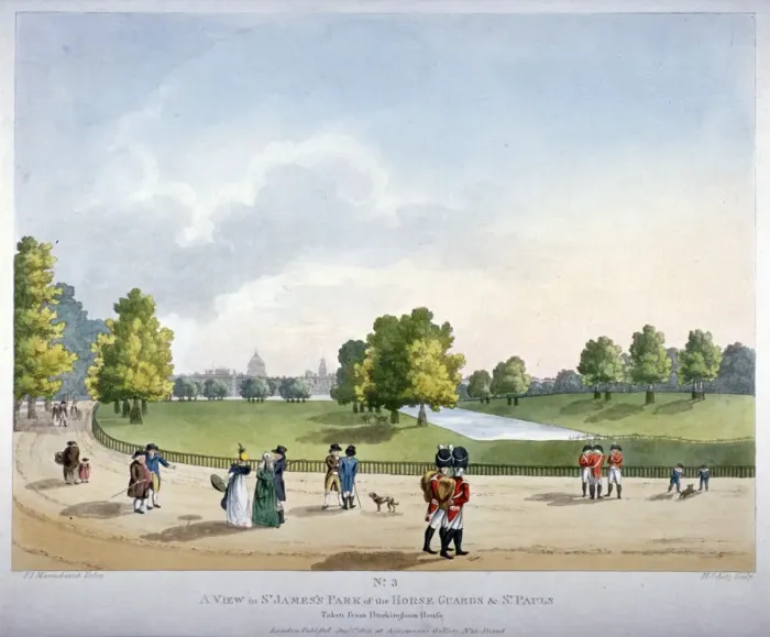 Framed Print : St Jamess Park, Westminster, London, 1809. Artist Framed Print : St Jamess Park, Westminster, London, 1809. Artist