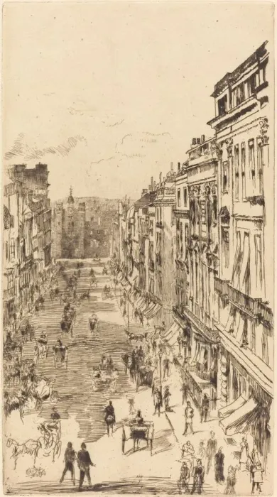 Framed Print : St Jamess Street, 1878. Creator: James Abbott McNeill Whistler Framed Print : St Jamess Street, 1878. Creator: James Abbott McNeill Whistler