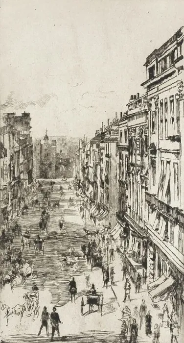 Framed Print : St. James's Street, 1878. Creator: James Abbott McNeill Whistler Framed Print : St. James's Street, 1878. Creator: James Abbott McNeill Whistler