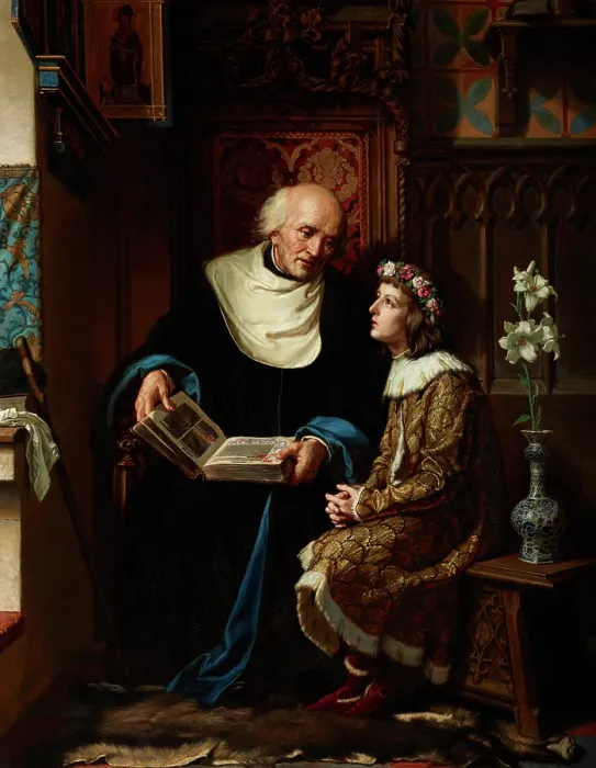 Framed Print : St Jan of Kety as a Teacher of St Casimir the Prince, 1890. Creator: Florian Cynk Framed Print : St Jan of Kety as a Teacher of St Casimir the Prince, 1890. Creator: Florian Cynk
