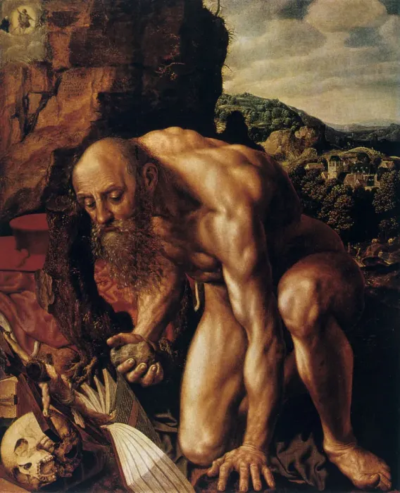 Framed Print : St Jerome, 1543. Artist: Jan Sanders van Hemessen Framed Print : St Jerome, 1543. Artist: Jan Sanders van Hemessen