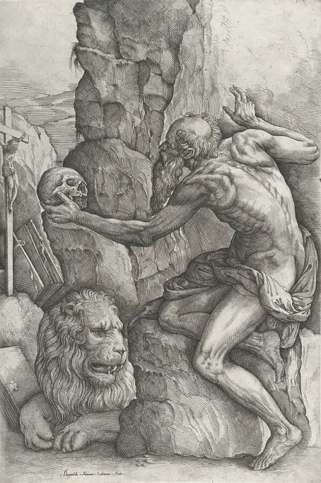 Framed Print : St. Jerome, ca. 1550-60. Creator: Battista Franco Veneziano Framed Print : St. Jerome, ca. 1550-60. Creator: Battista Franco Veneziano