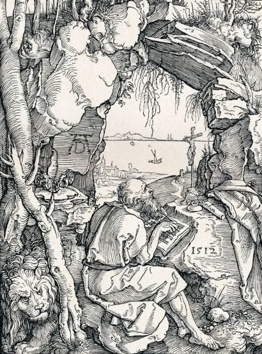 Framed Print : St Jerome in a Cave, 1512 (1906). Artist: Albrecht Durer Framed Print : St Jerome in a Cave, 1512 (1906). Artist: Albrecht Durer
