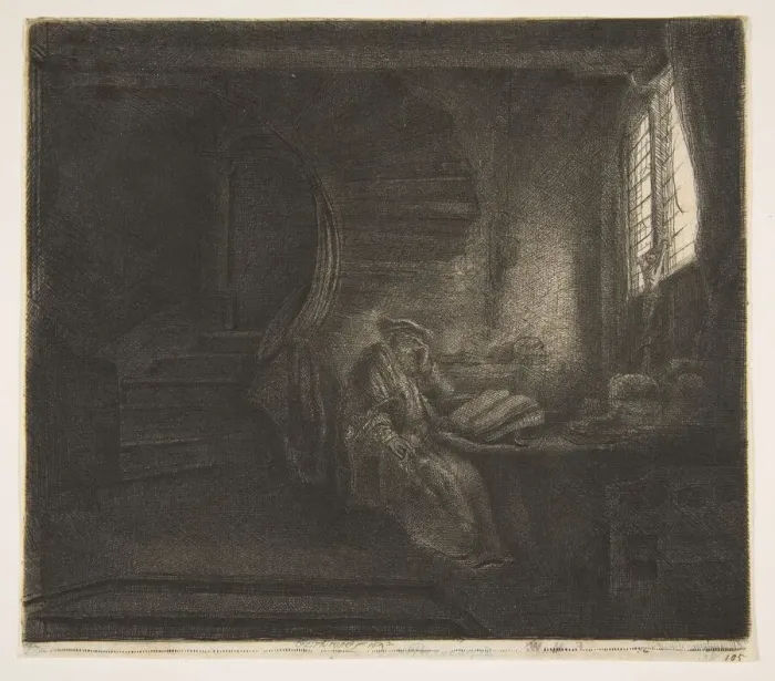 Framed Print : St. Jerome in a Dark Chamber, 1642. Creator: Rembrandt Harmensz van Rijn Framed Print : St. Jerome in a Dark Chamber, 1642. Creator: Rembrandt Harmensz van Rijn