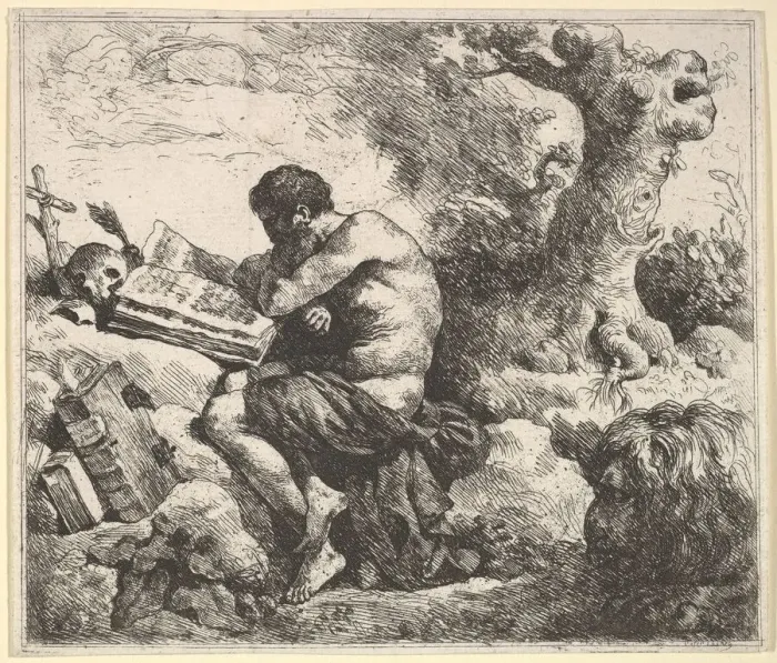 Framed Print : St. Jerome in a Landscape, 1762-63. Creator: Jean Jacques Lagrenee Framed Print : St. Jerome in a Landscape, 1762-63. Creator: Jean Jacques Lagrenee